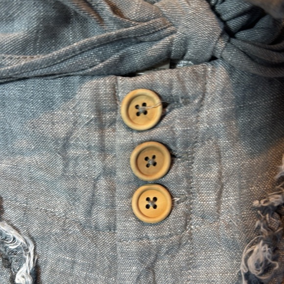 Pretty Nick & Mo Blue Linen Shorts With Tie Waist Size 27 - Picture 5 of 5